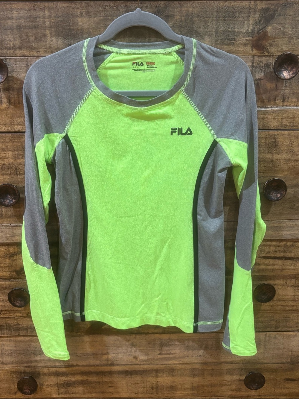 Fila Sport Neon Lime & Gray Athletic Long Sleeve Shirt